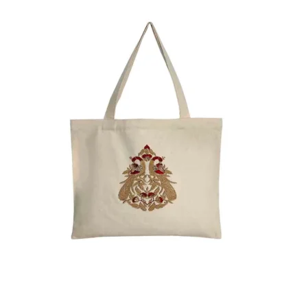 Dancing Peacocks Tote Bag | Couture | Cotton Canvas