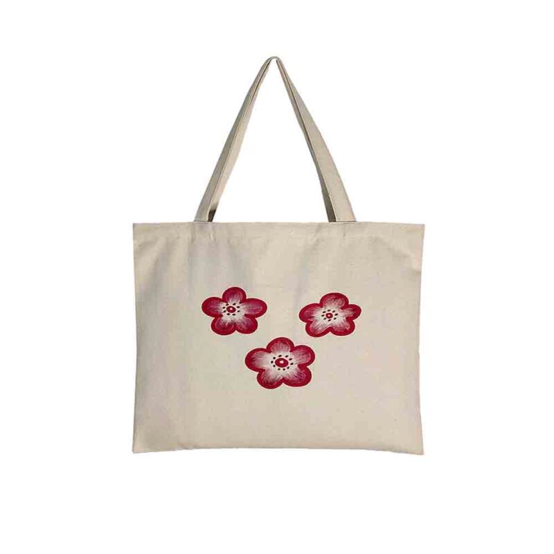 Floating Flower Tote Bag Screen Plus Hand Printing Cotton Canvas